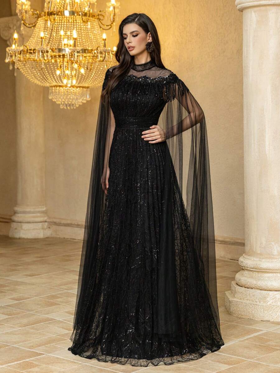 فستان سهرة اسود طويل