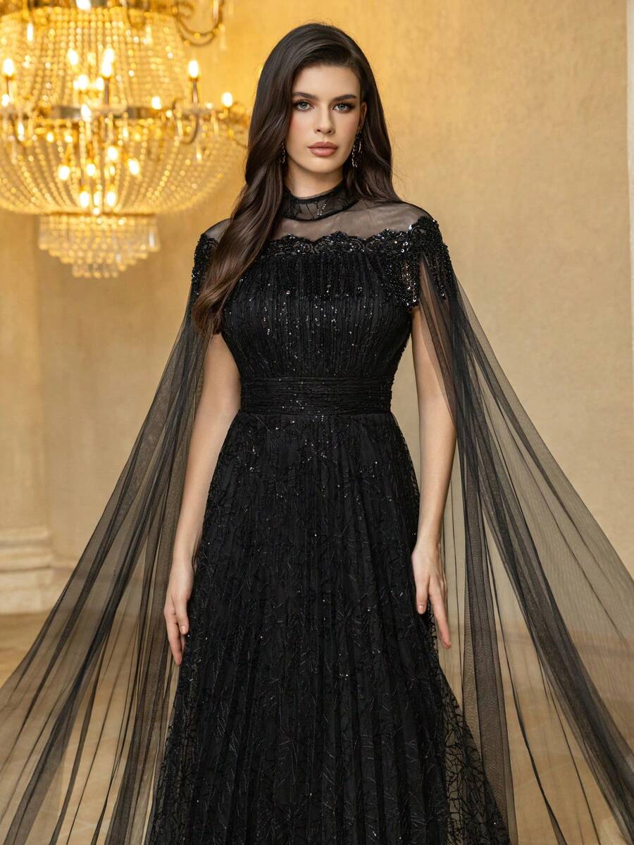 فستان سهرة اسود طويل