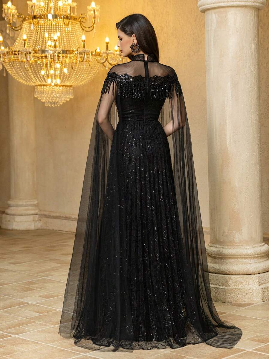 فستان سهرة اسود طويل