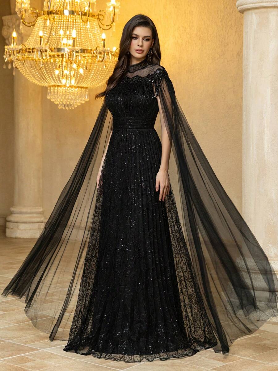 فستان سهرة اسود طويل