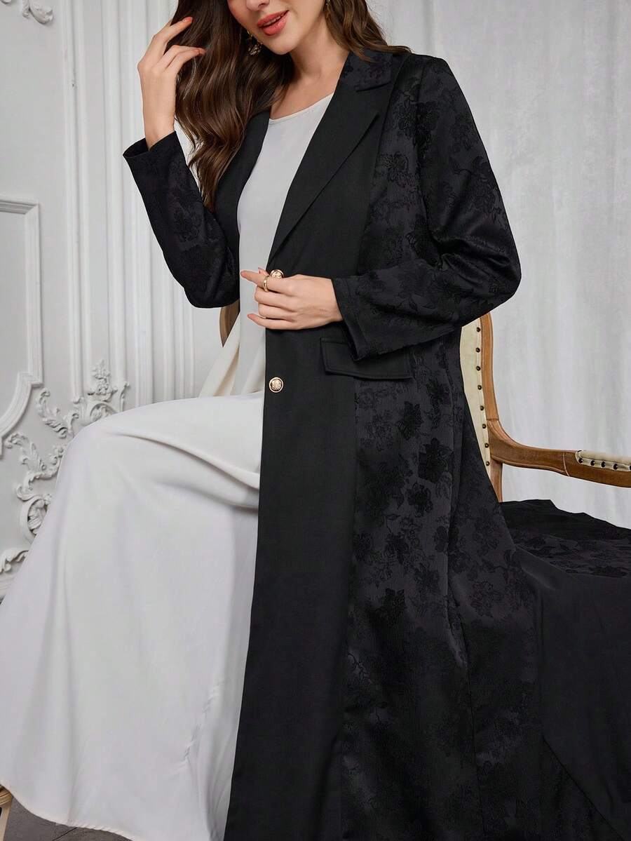 Al Najma عباءة نسائية طويلة من جاكار بسيطة وأنيقة، عباية محتشمة