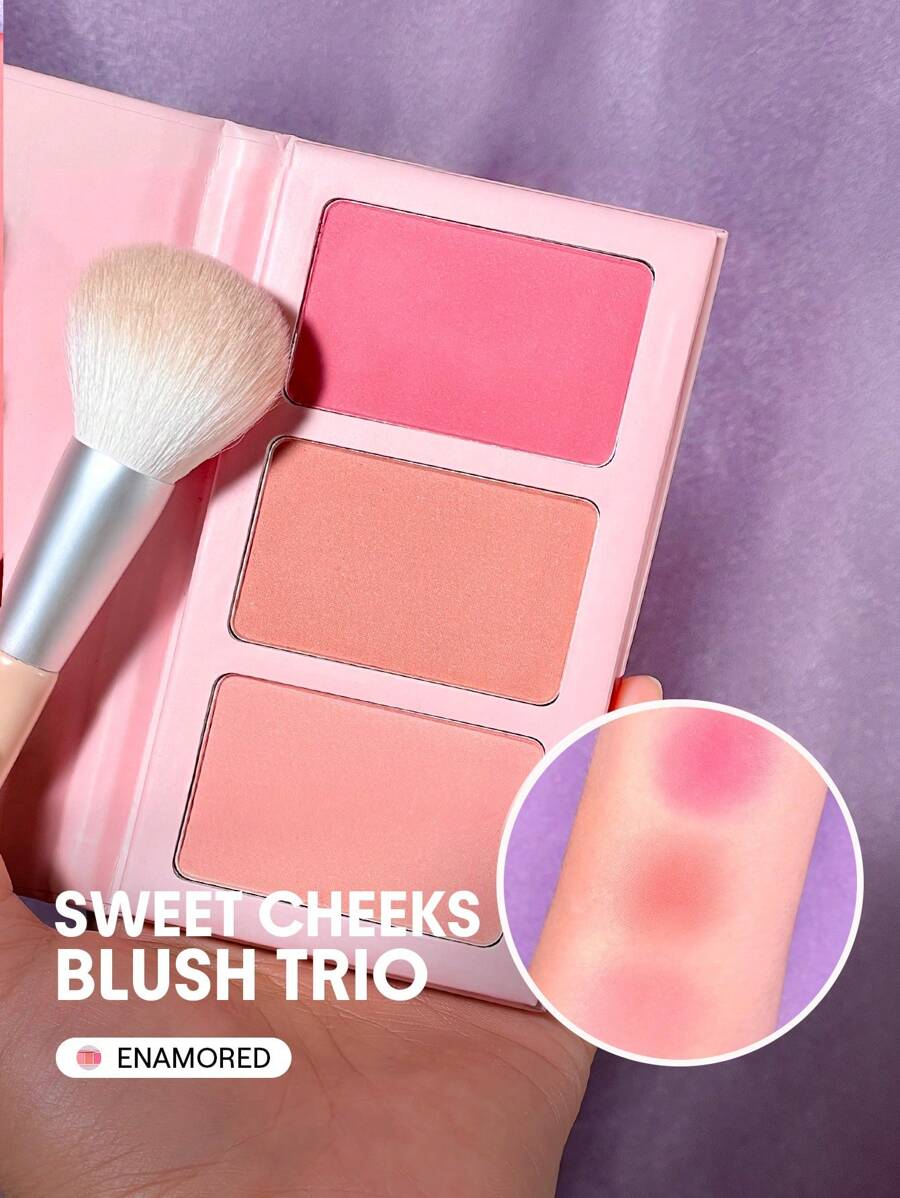 SHEGLAM أحمر خدود Sweet Cheeks Trio-Enamored 3-Clolor Powder Blush Palette يدوم طويلاً وذو صبغة عالية وخدود مطفية خالية من المسام...